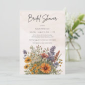 Zomer Wildbloemen Bruids Douche Uitnodiging (Staand voorkant)