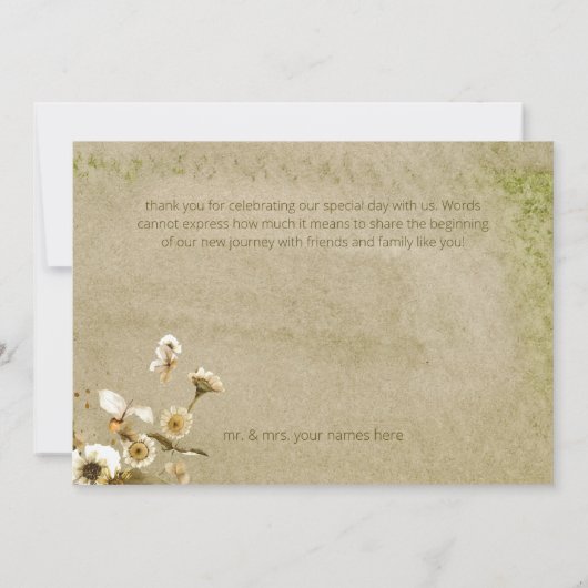 Zomer Wildbloemen & Daisies Bruiloft Bedankkaart (Achterkant)