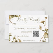 Zomer Wildbloemen & Daisies Bruiloft QR Code RSVP Kaartje (Voorkant)