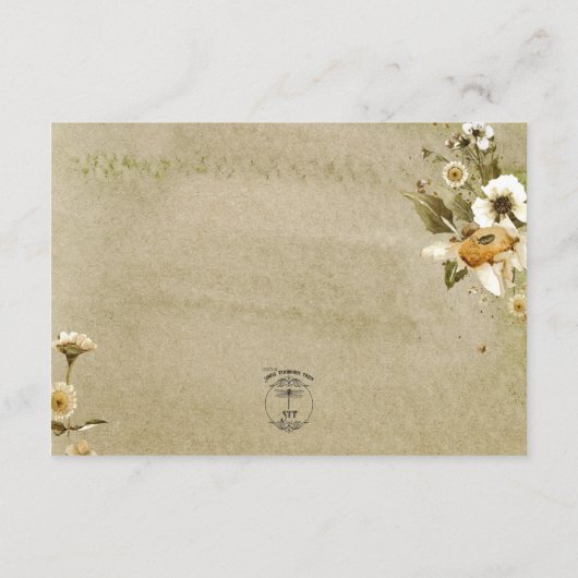 Zomer Wildbloemen & Daisies Receptie Bruiloft Informatiekaartje (Achterkant)