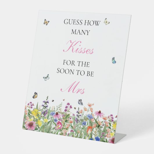 Zomer Wildbloemen en Butterflies raden Kisses Reclamebord Met Voetstuk (Voorkant)