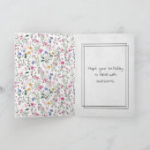 Zomer Wildbloemen en Naald Verjaardag Kaart (Binnen)
