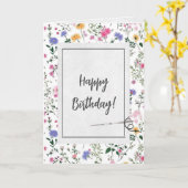 Zomer Wildbloemen en Naald Verjaardag Kaart (Gele Bloem)