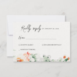 Zomer Wildbloemen groen en sinaasappel RSVP Kaartje