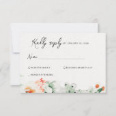 Zomer Wildbloemen groen en sinaasappel RSVP Kaartje (Voorkant)