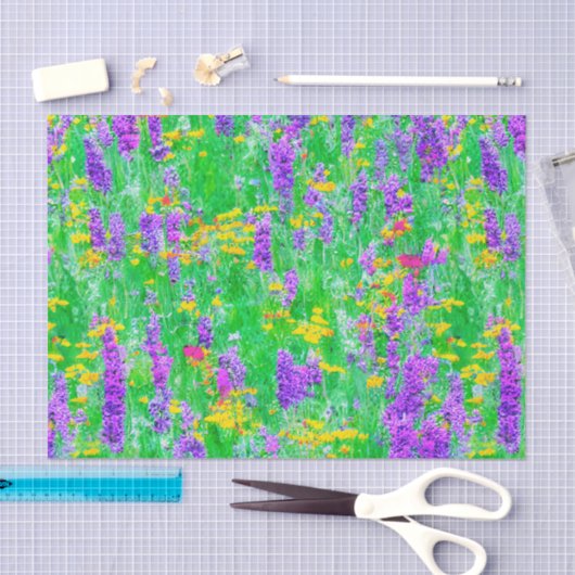 Zomer Wildbloemen in een groen veld Tissuepapier (Craft)