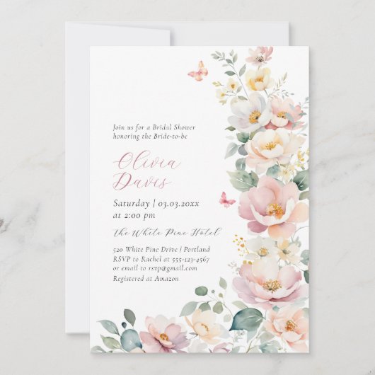 Zomer Wildbloemen krans bruids douche uitnodiging (Voorkant)