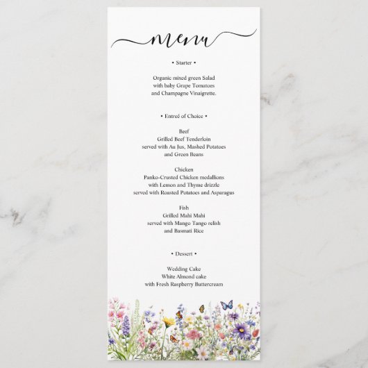 Zomer Wildbloemen Menukaart gepersonaliseerd (Voorkant)