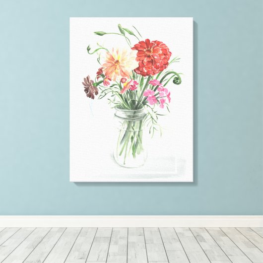 Zomer Wildbloemen - Pinks & Reds Canvas Afdruk (Insitu (Houten vloer))