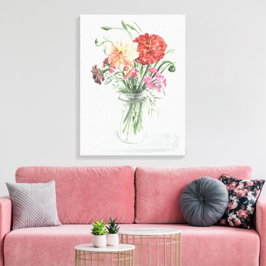 Zomer Wildbloemen - Pinks & Reds Canvas Afdruk (Insitu (Woonkamer))
