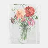 Zomer Wildbloemen - Pinks & Reds Fleece Deken (Voorkant)