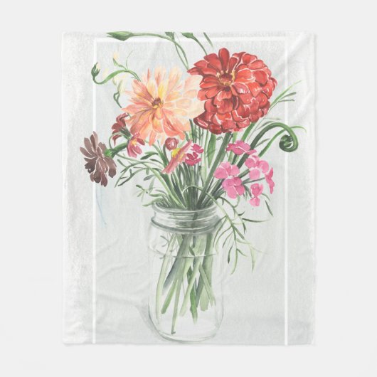 Zomer Wildbloemen - Pinks & Reds Fleece Deken (Voorkant)