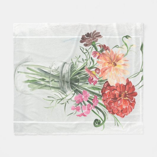 Zomer Wildbloemen - Pinks & Reds Fleece Deken (Voorkant (Horizontaal))