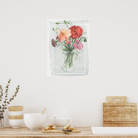 Zomer Wildbloemen - Pinks & Reds Poster (Keuken)