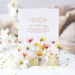 Zomer Wildbloemen Romantische Boho bruiloft Kaart