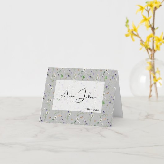 Zomer Wildbloemen Sympathie Dank u Kaart (Gele Bloem)