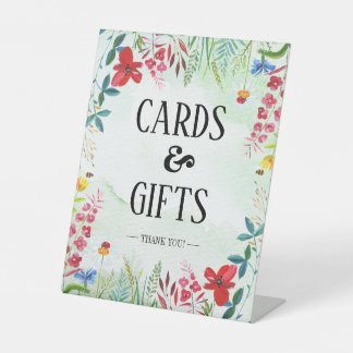 Zomer Wildbloemen Weddenskaarten en cadeaubonen Reclamebord Met Voetstuk