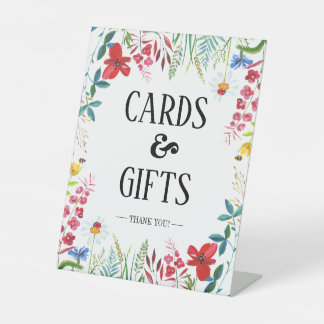 Zomer Wildbloemen Weddenskaarten en cadeaubonen Reclamebord Met Voetstuk