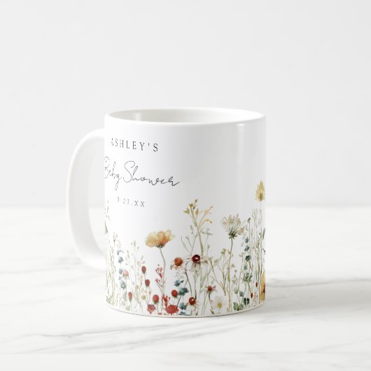 Zomer wildbloemenveld baby shower favor koffiemok (Voorkant links)