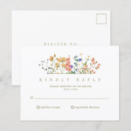 Zomer Wilde Bloem Boho Bruiloft RSVP Briefkaart
