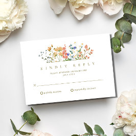 Zomer Wilde Bloem Boho Bruiloft RSVP Kaartje