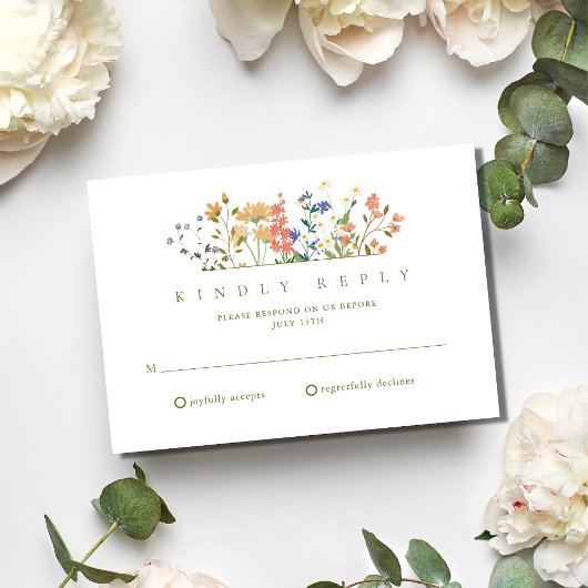 Zomer Wilde Bloem Boho Bruiloft RSVP Kaartje