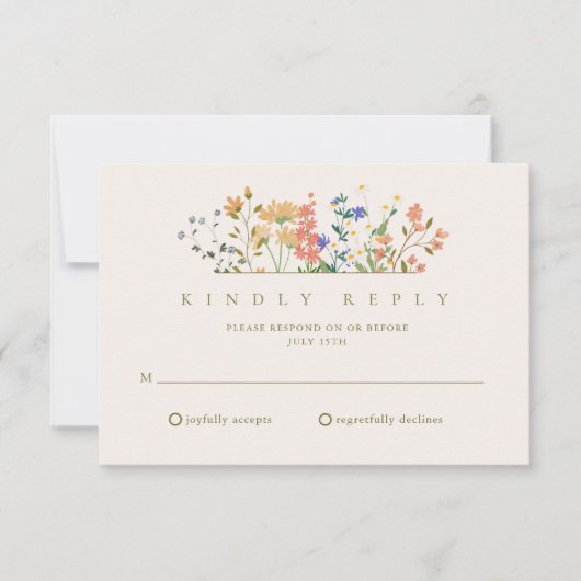 Zomer Wilde Bloem Boho Bruiloft RSVP Kaartje (Voorkant)
