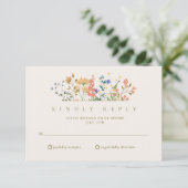 Zomer Wilde Bloem Boho Bruiloft RSVP Kaartje (Staand voorkant)