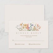 Zomer Wilde Bloem Boho Bruiloft RSVP Kaartje (Voorkant / Achterkant)