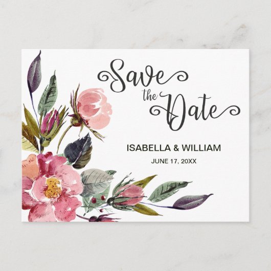 Zomer wilde bloem boho save the date bruiloft aankondigingskaart (Voorkant)