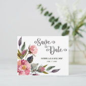 Zomer wilde bloem boho save the date bruiloft aankondigingskaart (Staand voorkant)