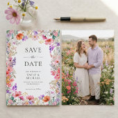 Zomer Wilde Bloem Bruiloft Plat Save The Date Kaar