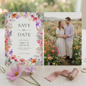 Zomer Wilde Bloem Bruiloft Plat Save The Date Kaar