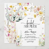 Zomer Wilde Bloem | Elegante Script Bruidsuitnodig Kaart (Voorkant / Achterkant)