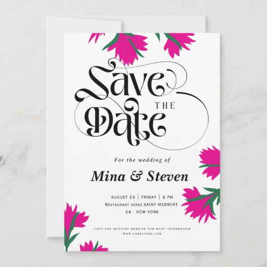 Zomer wilde bloem klaproos Roze bloem bruiloft Save The Date (Voorkant)