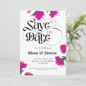 Zomer wilde bloem klaproos Roze bloem bruiloft Save The Date (Staand voorkant)