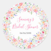Zomer Wilde Bloemen Bruiloft Feestje  Ronde Sticker (Voorkant)