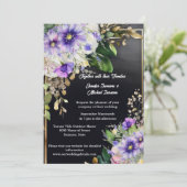 Zomer wilde bloemen elegante zwarte paarse waterve kaart (Staand voorkant)