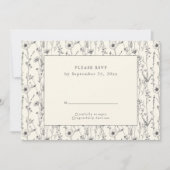 Zomer wilde bloemen naadloos patroon RSVP kaart (Voorkant)