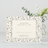 Zomer wilde bloemen naadloos patroon RSVP kaart (Staand voorkant)