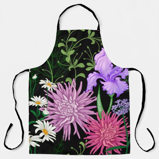 Zomer Wilde Bloemen Naadloze Schets Schort (Voorkant)
