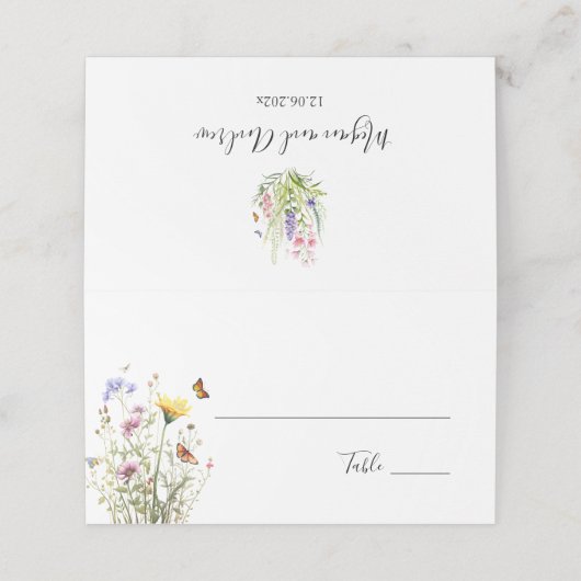 Zomer wilde bloemen Trouwplaats kaart Plaatskaartje (Buitenkant ongevouwen)