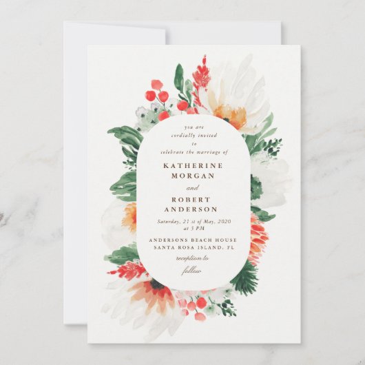 zomer wilde bloemen watercoloren trouwkaart kaart (Voorkant)