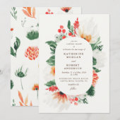 zomer wilde bloemen watercoloren trouwkaart kaart (Voorkant / Achterkant)