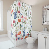 Zomer wilde bloemen, waterverf naadloos patroon. douchegordijn (In situ)