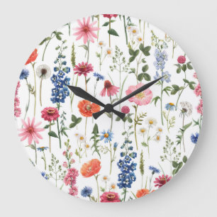 Zomer wilde bloemen, waterverf naadloos patroon. grote klok