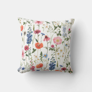 Zomer wilde bloemen, waterverf naadloos patroon. kussen