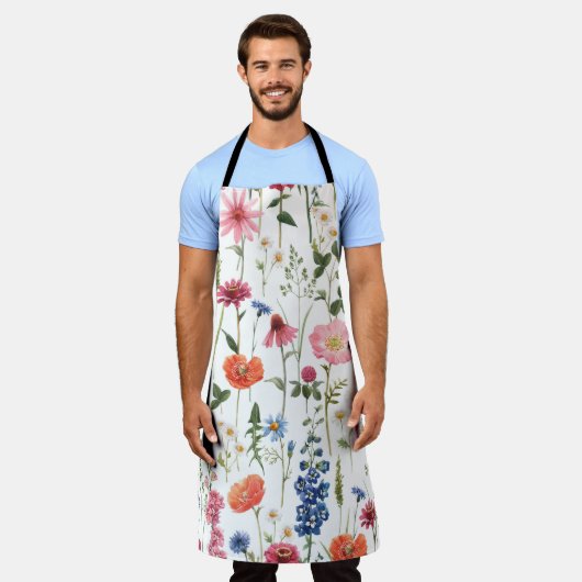 Zomer wilde bloemen, waterverf naadloos patroon. schort (Gedragen)