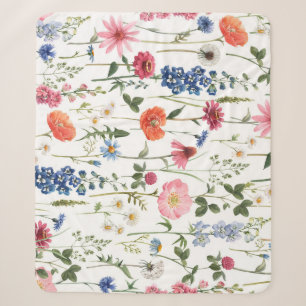 Zomer wilde bloemen, waterverf naadloos patroon. sherpa deken