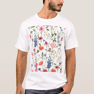 Zomer wilde bloemen, waterverf naadloos patroon. t-shirt